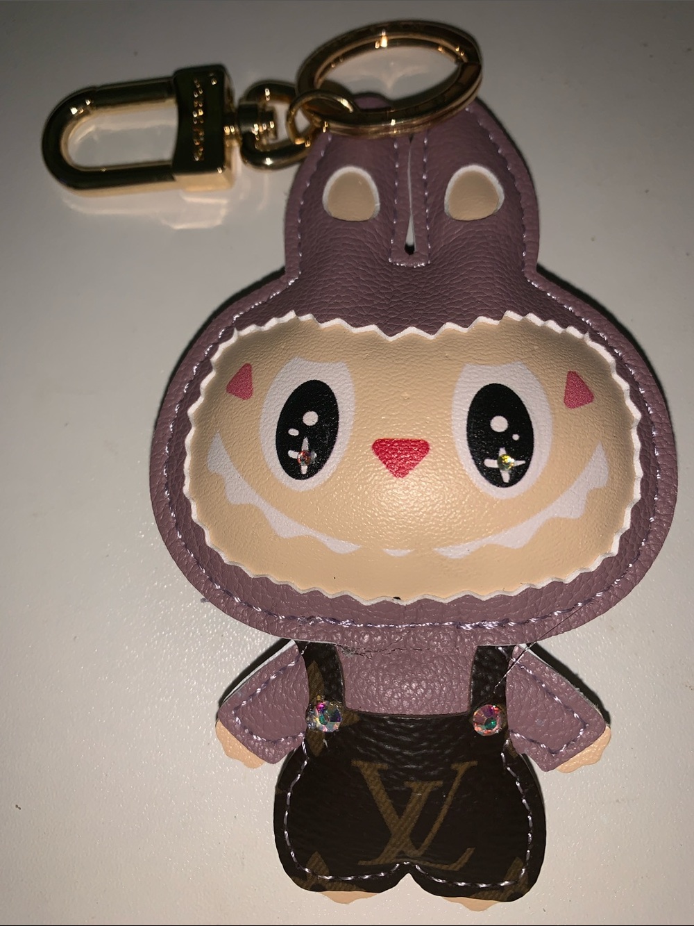 Labubu leather monogram purse/bag charm keychain